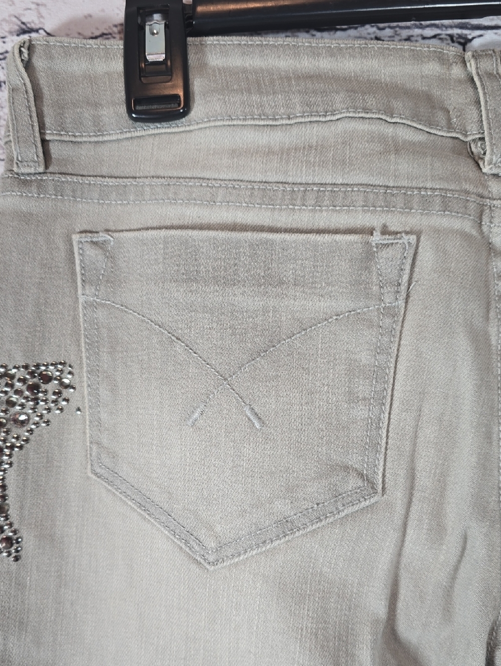 Haute Hippie Light Gray Jeans with Crystal Embellishment Size 29 EUC - Picture 9 of 12